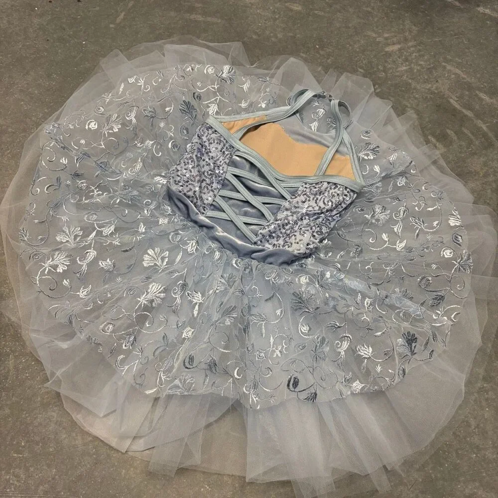 Weissman 15624 Blue Floral Ballet TuTu Dance Costume Embroidered Sequins Velvet